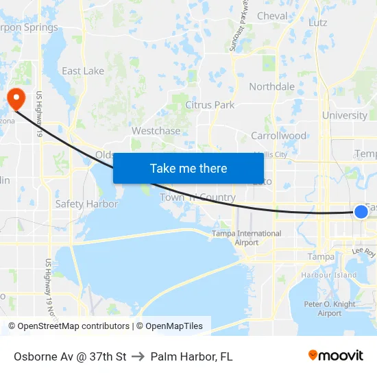 Osborne Av @ 37th St to Palm Harbor, FL map