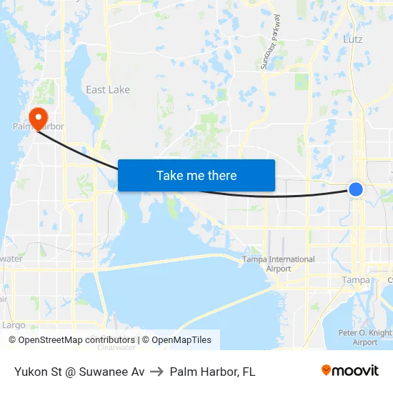 Yukon St @ Suwanee Av to Palm Harbor, FL map
