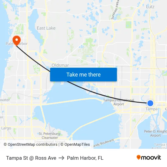 Tampa St @ Ross Ave to Palm Harbor, FL map