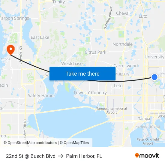 22nd St @ Busch Blvd to Palm Harbor, FL map