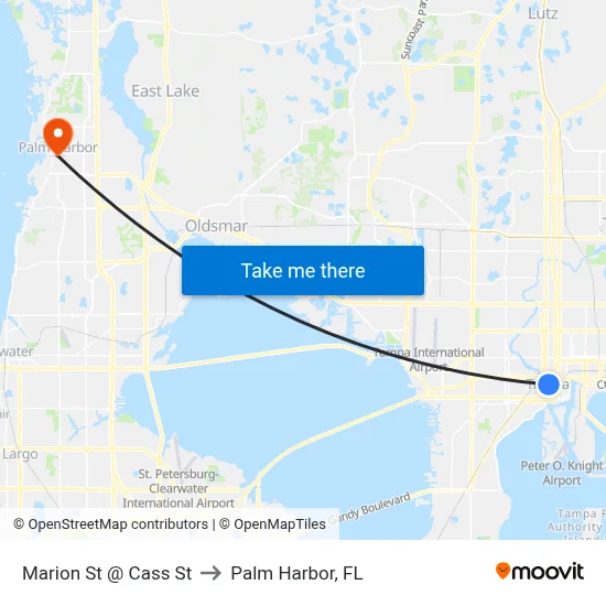 Marion St @ Cass St to Palm Harbor, FL map