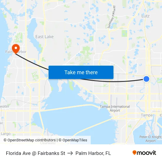 Florida Ave @ Fairbanks St to Palm Harbor, FL map