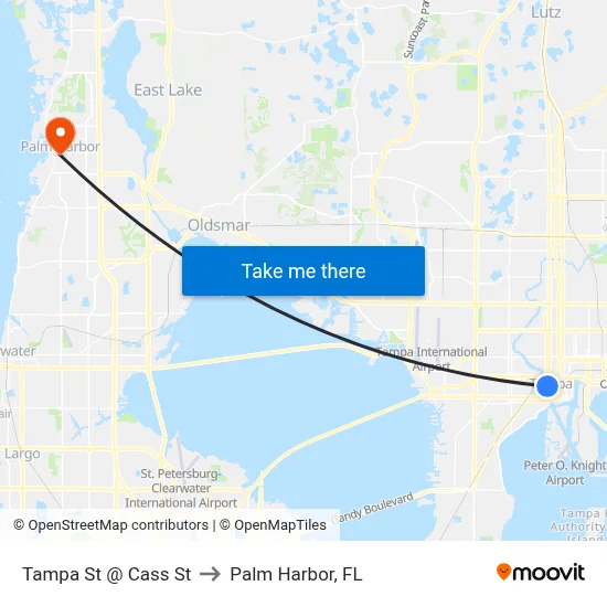 Tampa St @ Cass St to Palm Harbor, FL map