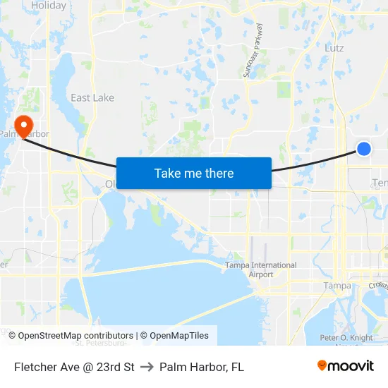 Fletcher Ave @ 23rd St to Palm Harbor, FL map