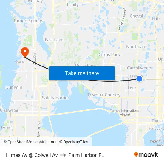 Himes Av @ Colwell Av to Palm Harbor, FL map