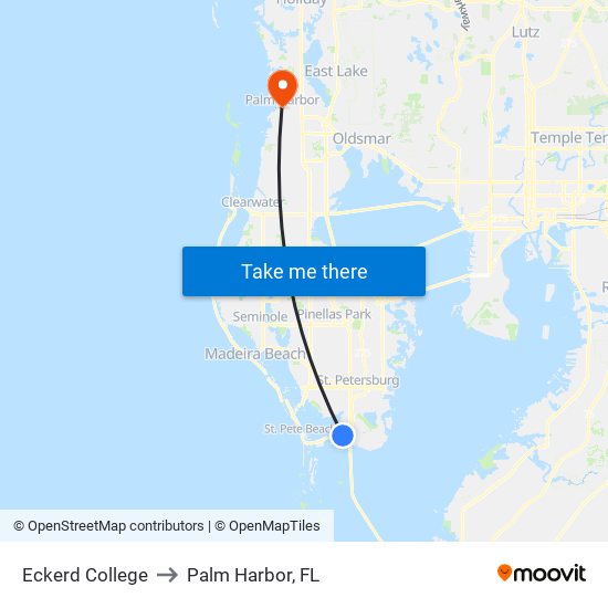 Eckerd College to Palm Harbor, FL map