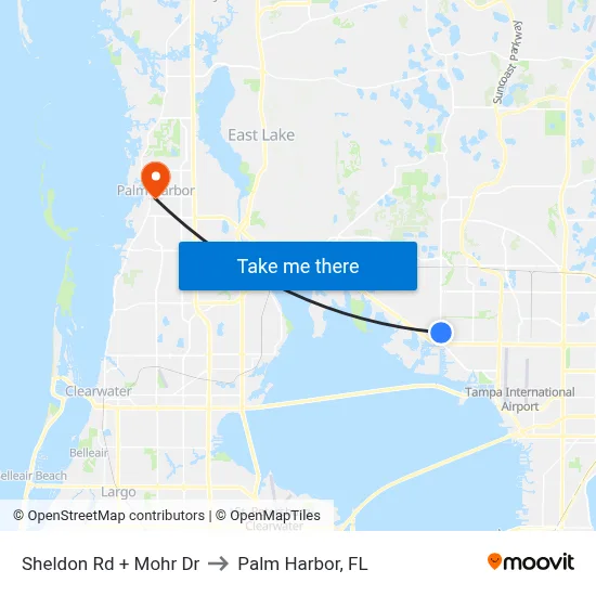 Sheldon Rd + Mohr Dr to Palm Harbor, FL map