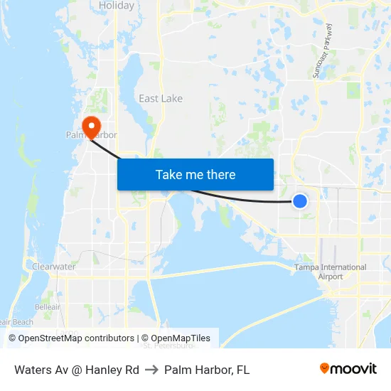 Waters Av @ Hanley Rd to Palm Harbor, FL map