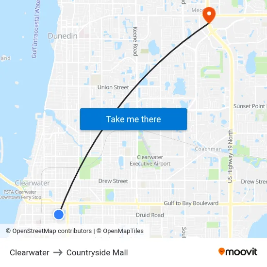 Clearwater to Countryside Mall map