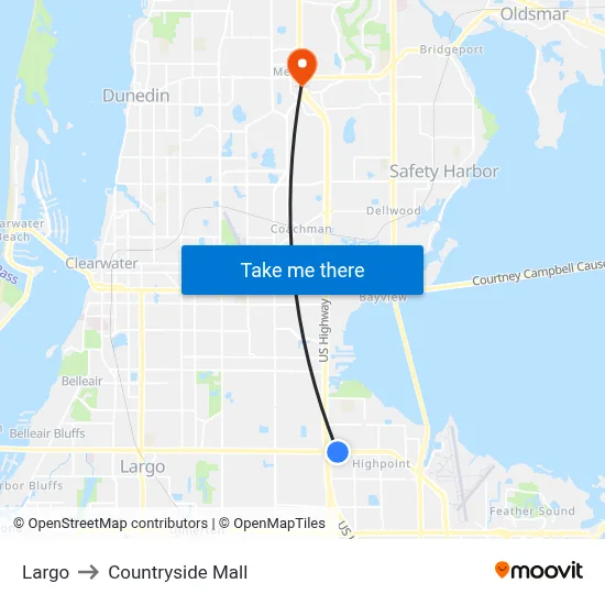 Largo to Countryside Mall map