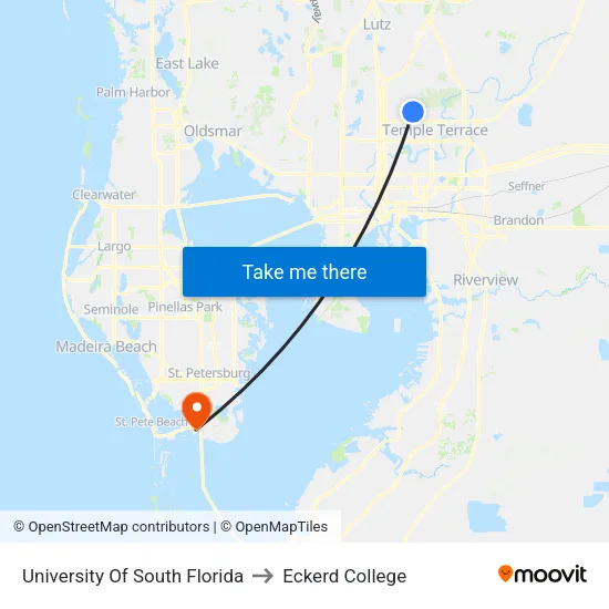 University Of South Florida to Eckerd College map