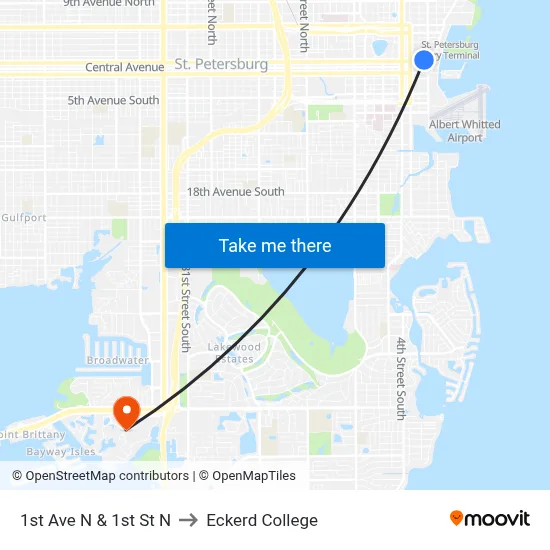 1st Ave N & 1st St N to Eckerd College map