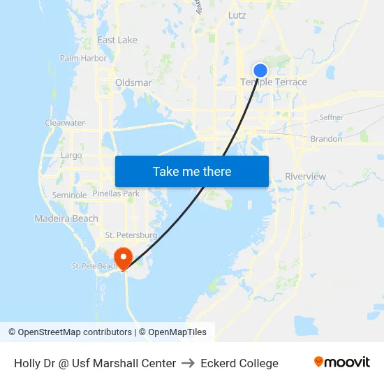 Holly Dr @ Usf Marshall Center to Eckerd College map