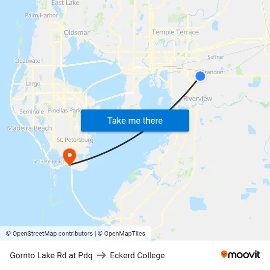 Gornto Lake Rd at Pdq to Eckerd College map