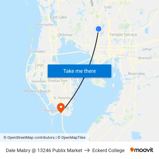 Dale Mabry @ 13246 Publix Market to Eckerd College map