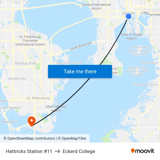 Hattricks Station #11 to Eckerd College map