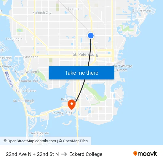 22nd Ave N + 22nd St N to Eckerd College map