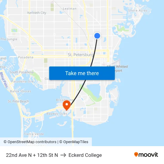 22nd Ave N + 12th St N to Eckerd College map