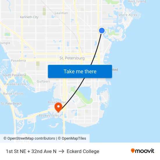 1st St NE + 32nd Ave N to Eckerd College map