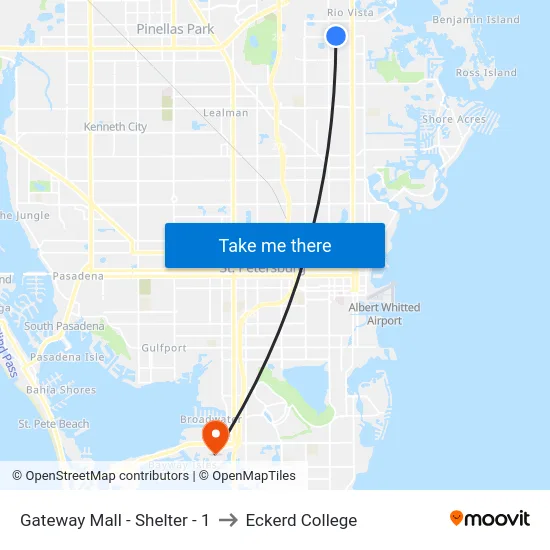 Gateway Mall - Shelter - 1 to Eckerd College map