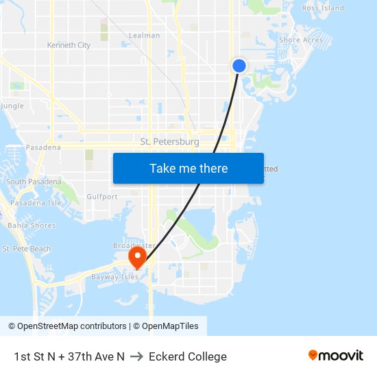 1st St N + 37th Ave N to Eckerd College map