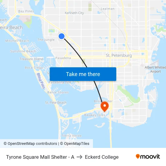 Tyrone Square Mall Shelter - A to Eckerd College map