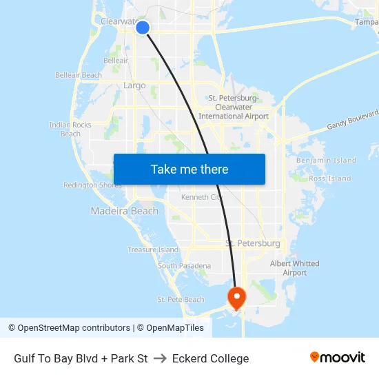 Gulf To Bay Blvd + Park St to Eckerd College map