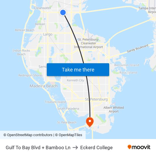 Gulf To Bay Blvd + Bamboo Ln to Eckerd College map