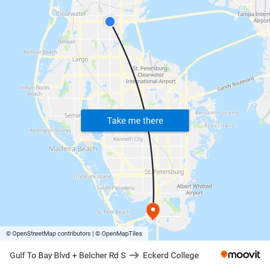 Gulf To Bay Blvd + Belcher Rd S to Eckerd College map