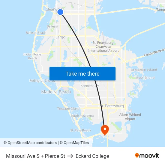 Missouri Ave S + Pierce St to Eckerd College map