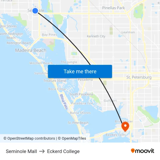 Seminole Mall to Eckerd College map