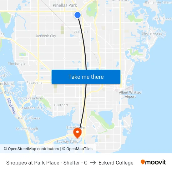 Shoppes at Park Place - Shelter - C to Eckerd College map