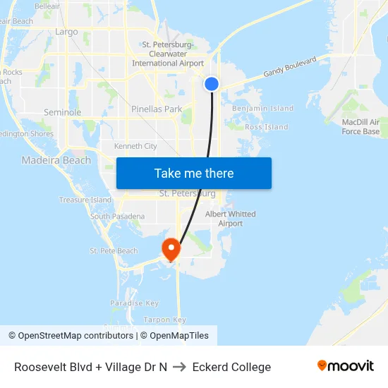 Roosevelt Blvd + Village Dr N to Eckerd College map