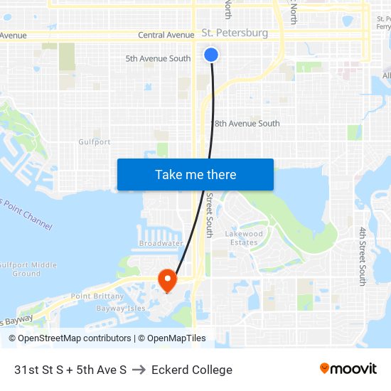 31st St S + 5th Ave S to Eckerd College map