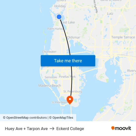Huey Ave + Tarpon Ave to Eckerd College map