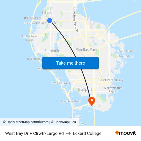 West Bay Dr + Clrwtr/Largo Rd to Eckerd College map