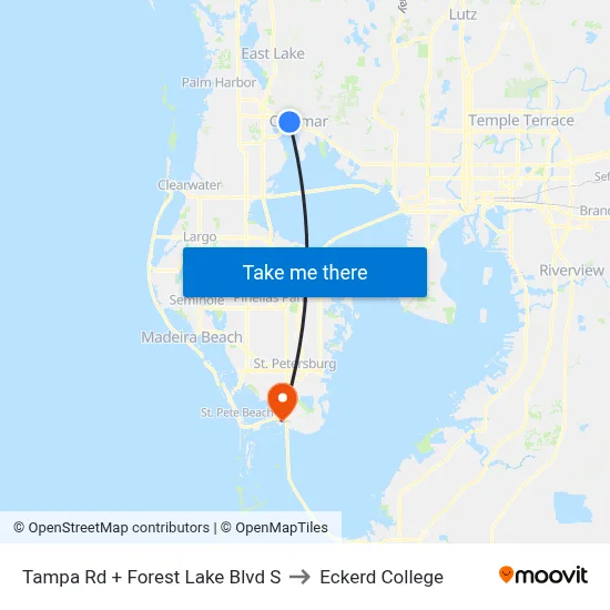 Tampa Rd + Forest Lake Blvd S to Eckerd College map