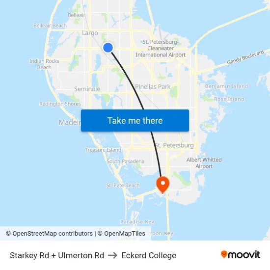 Starkey Rd + Ulmerton Rd to Eckerd College map