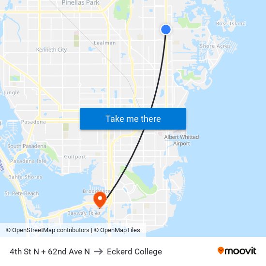 4th St N + 62nd Ave N to Eckerd College map