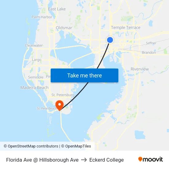 Florida Ave @ Hillsborough Ave to Eckerd College map