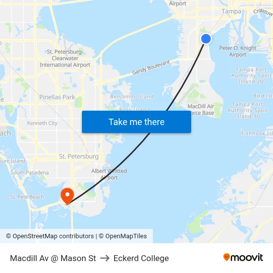 Macdill Av @ Mason St to Eckerd College map