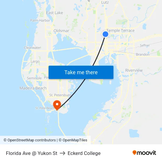 Florida Ave @ Yukon St to Eckerd College map
