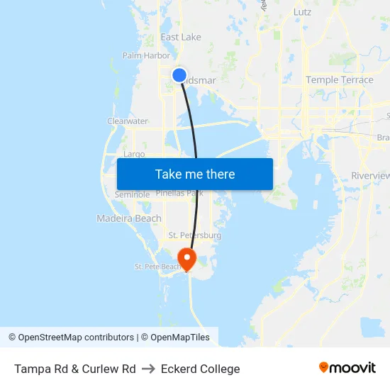 Tampa Rd & Curlew Rd to Eckerd College map