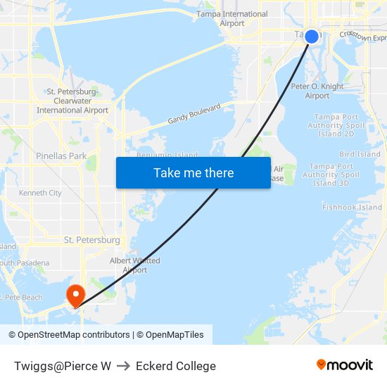 Twiggs@Pierce W to Eckerd College map