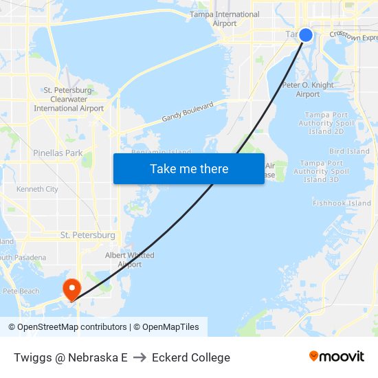 Twiggs @ Nebraska E to Eckerd College map