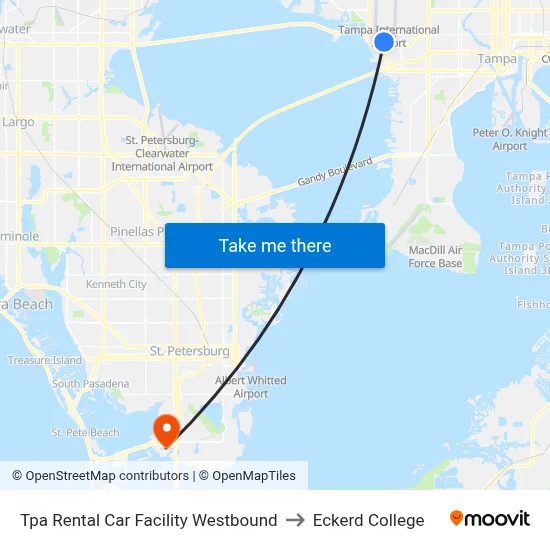Tpa Rental Car Facility Westbound to Eckerd College map