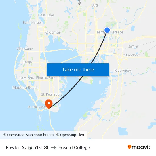 Fowler Av @ 51st St to Eckerd College map