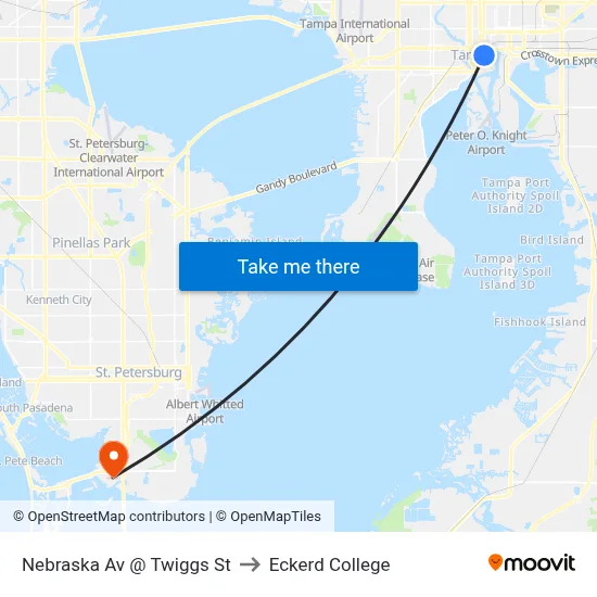 Nebraska Av @ Twiggs St to Eckerd College map