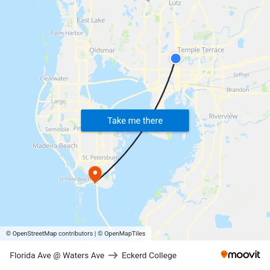 Florida Ave @ Waters Ave to Eckerd College map