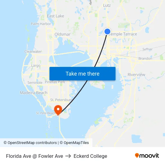 Florida Ave @ Fowler Ave to Eckerd College map